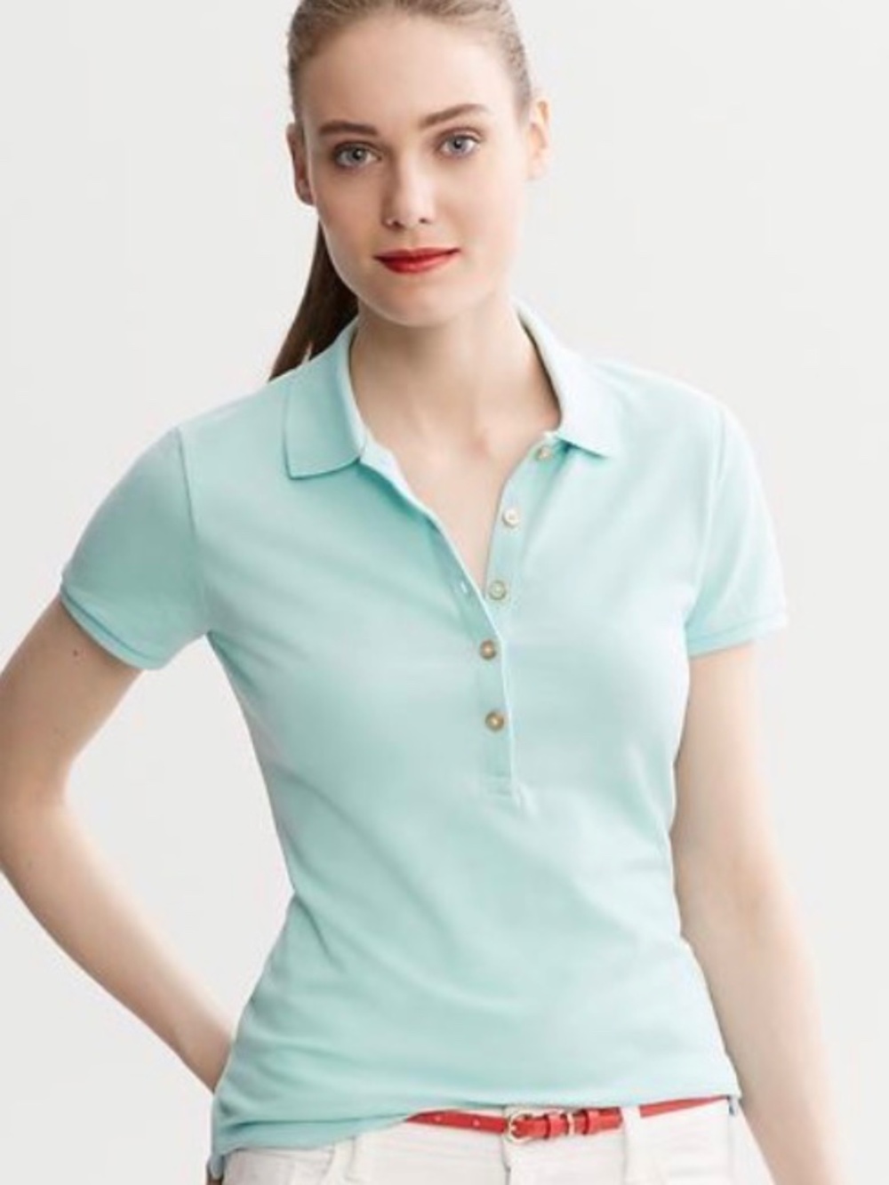 Banana Republic Soft Tourquoise Cotton Polo Shirt SZ M